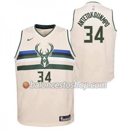 Camiseta Hombre NBA Milwaukee Bucks Giannis Antetokounmpo 34 Nike City Edition Swingman